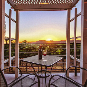 Stuning sunrise view from the patio at Chapin Family Vineyards in Temecula