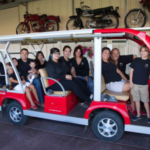 The Doffo family in their shuttle in Temecula