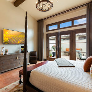 Inside a guest room at Europa Village Wineries & Resort Temecula