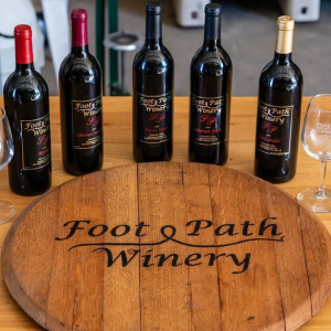 Many estate variatals on display at Foot Path Winery in Temecula