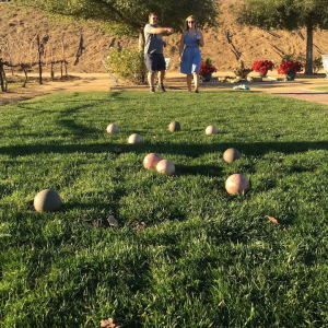 The famous Bocce Ball area at the bottom of Frangipani Estate Winery Temecula