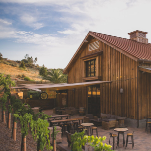The side tasting room entrance at Peltzer Winery Temecula
