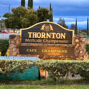 Iconic entrance sign to Thorton Winery Temecula