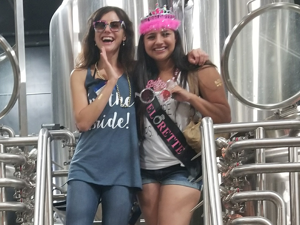 The Bachelorette and her bridesmaid on the brew house